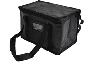 KHIRONHIVE Large Insulated Food Delivery Bag with Oxford Cloth and Aluminum Foil Lining, Thermal Pizza Takeaway Carrier for Hot and Cold Meals, Black Commercial Catering Transport Tote with Front Pocket (16L)