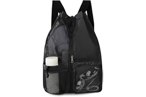 IRIDSMOLE Swim Bag, 32x48cm Mesh Drawstring Bag, Dry Wet Separation Swim Bag, Drawstring Mesh Swimming Bag for Kids Adults, Multifunctional Sports Bag for Swimming,Surfing and Sport
