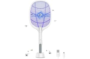 Mosquito Killer Racket Rechargeable Handheld Electric Fly Swatter Mosquito Killer Racket Bat with UV Light Lamp Racket USB Ch