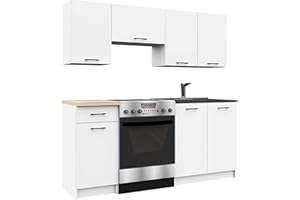 AKORD | Set di Mobili da Cucina Olivia 1.8m | Cucina Completa Piccola | Componibile | su Misura 46 x 180 x 174 cm | Per un design moderno e Tradizionale | Bianco
