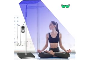 HOCOMAY Solarium per casa, lampada abbronzante da 660 nm e 850 nm con 240 LED, altezza e angolo regolabili, regolazione dell'ora, 5 livelli di luminosità, 3 modalità, luce diurna per corpo e viso