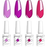 Vishine Smalto Gel Semipermanente, Set di 4 Colori Viola, Rosa, Viola, Fucsia Collezione Nail Art Gel UV LED per Manicure 8ml