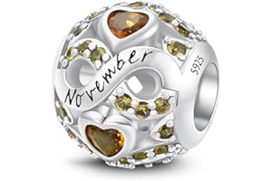 LONGLUCK CHARMS & BRACELETS Pierre de naissance des douze mois,Bijoux pour femmes,Compatible Pour les bracelets et les colliers Charms de,Cadeaux pour femmes