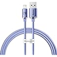 Baseus Crystal Shine Series Fast Charging Data Cable 2.4A USB Cable For iPhone 14 13 12 Pro Max Charging USB Mobile Phone Cables 1.2m (Purple)