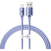 Baseus Crystal Shine, 2.4 A USB-A & Lightning Data ve Şarj Kablosu, 1.2 Metre, Mor, &lrm;CAJY000005