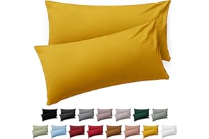 ‎BLUMTAL Blumtal Kissenbezug 40 x 80 cm im 2er Set weich - Oeko-TEX zert. Mikrofaser Kopfkissenbezug 40x80 cm - Kissenbezüge 40x80-40x80 cm Kopfkissenbezug waschbar - Kissenbezug 80x40 cm Gelb