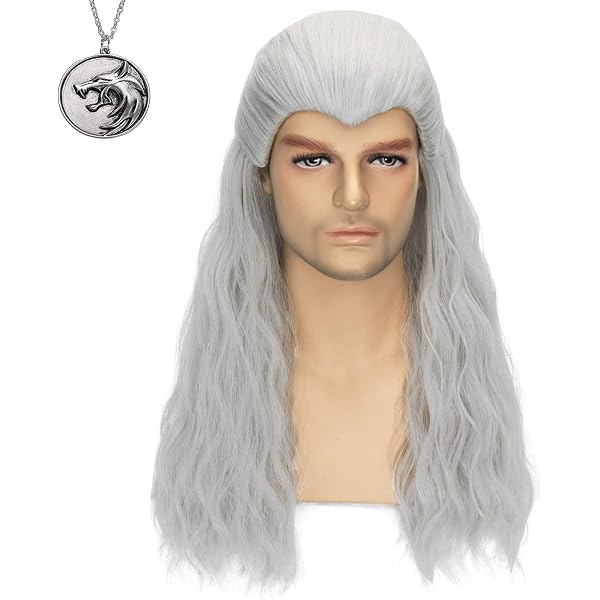 Perruque Geralt De Riv (The Witcher) - Gris Argenté, Accessoire Déguisement Adulte Pour Halloween/cosplay