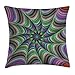 Produktbild Alfreen 18"X18" No Pillow Insert Fractal Throw Pillow Cover Cushion for Sofa Couch, Psychedelic Tentacles Converging into Flower Form Infinity Spinning Focus Design, Green Purple