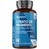 Magnesium Citrate 240 Vegan Capsules - 444mg Pure Magnesium | Coming from 1480mg of Citrate, for 4 Months, Contributes to the