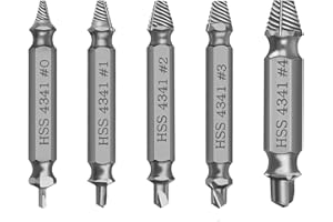Newder Schraubenausdreher Set, 5 Stück Beschädigte Schraube Entferner Extraktor Set zum Entfernen leicht beschädigter Schrauben, Hergestellt aus HSS 4341 Härtegrad 62-63hrc