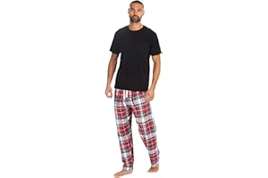 Style It Up Mens Short Sleeve Pyjamas Set Cotton Rich Top Brushed Fleece Bottoms Top Pant PJ Nightwear/Loungewear Set Gift