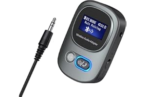 OQIMAX Récepteur Émetteur Bluetooth 5.3, Adaptateur Audio Bluetooth avec Écran LED, Contrôle du Volume, Support de Carte TF, AUX Transmetteur pour TV, PC, Casque, Système Stéréo