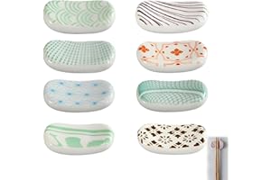 Xiuyer Palillos De Cerámica Soporte, Palillos Descansa En Cerámica Reutilizables Palillos Titular Resto Set Clásico Estilo para Cuchillo Tenedor Cuchara Sushi Palillos Resto (8 Piezas)