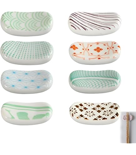 Lot De 6 Supports De Baguettes En Céramique à Motif Fleur De Cerisier