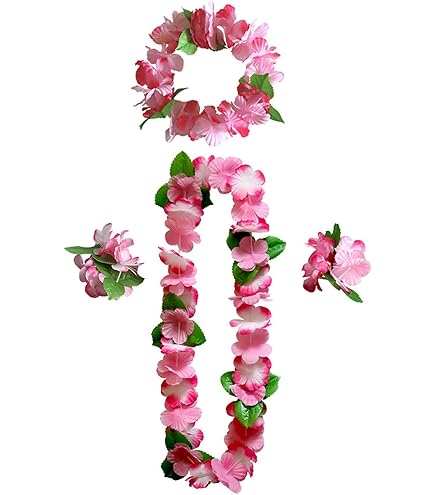 Set Accessori Hawaiani - 4 Pezzi Con Collane E Bracciali Per Feste A Tema Tropicale - Foto 11