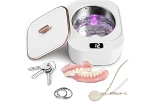 LIFEJXWEN Ultrasonic UV Cleaner Machine, 48KHZ Ultrasonic Cleaner for Dentures, Aligner, Retainer, Whitening Trays, Mouthguards, Professional Ultrasonic Cleaner with 3 Time Modes for All Dental Appliances