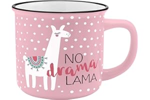 GRUSS & CO Becher Motiv "Lama" | New Bone China Porzellan, Emaille-Optik, 35 cl | Geschenk lustig | 45784