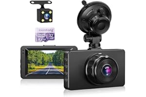 SSONTONG Dash Cam Front and Rear, Dashcam 1080P Full HD Car Dash Cam, 170°Wide Angle Dash Cams for Cars Front and Rear Dash Camera with Card, Car Camera Night Vision,G-Sensor,Loop Recording,Motion Detection