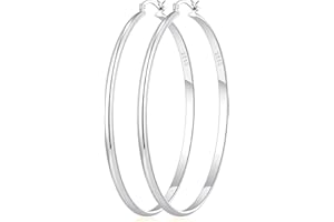 RANKEEF 3 mm de large Boucles d'oreilles femme or,creoles argent femme, creole plaqué or, hypoallergéniques, Boucles d'oreilles créoles en argent, 30/40/50/60 mm.