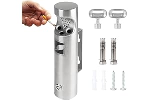 CPROSP 1 Pcs Cenicero de Pared Exterior 28.5 * 6.5cm, Cenicero de Pared Pequeño Acero Inoxidable, con Cerradura, para Jardines, Patios, Villas, Restaurantes, Antiolor y Fácil de Limpiar