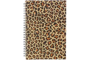 okhobby 80 Page A5 Coil Notebook with Leopard Print, Record Book, Horizontal Line Diary, Simple Blank Notebook