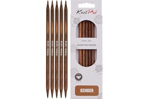 KnitPro Agujas de tejer de doble punta Ginger, 12,5 cm x 6 mm, paquete de 5