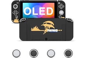 JINGDU Etui ochronne kompatybilne z Nintendo Switch OLED, obudowa przełącznika kompatybilna z przełącznikiem OLED, miękka osłona przełącznika TPU z 4 nasadkami, Fortnite