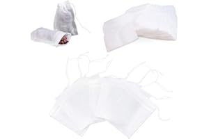 DEEDPF 100 sztuk papieru, jednorazowe worki z filtrem do herbaty ze sznurkiem do herbaty, puste worki do zaparzania herbaty do gotowania, herbaty, kawy, przechowywania przypraw (6 x 8 cm)