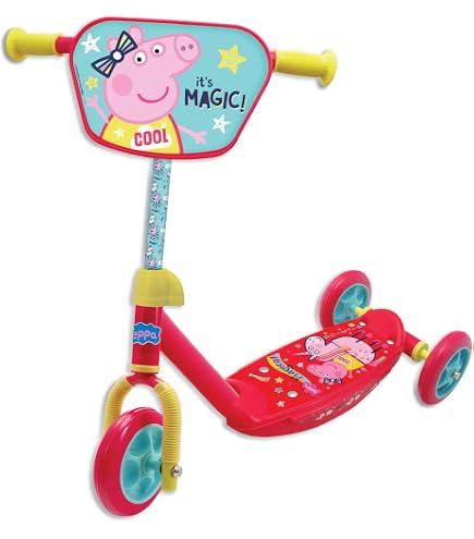 Monopattino Per Bambini Peppa Pig DEQUBE 3 Ruote - Regolabile In Altezza, Ruote LED, Freno Posteriore, Pieghevole, Fino A 30 Kg