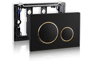 Empyreal Piastra di Scarico con Set di Leve di Scarico e Telaio di Montaggio, Placca di Attuazione Adatto a Geberit Sigma 20, Doppio Scarico, 1 Pezzo(Sfondo Nero & Cerchio Dorato).