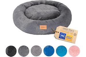 MIMIKO Pets - Cuccia Cane & Gatto | XL (75cm) Grafite | Cuccia Pelosa per Cani Lavabile a forma Ciambella | Cuccia Cane Interno, Cuccia Gatto Interno, Cuscino Gatto, Cucce per Cani da Interno