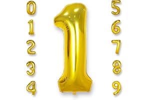 AULE Luftballon Zahl 1 Gold: XXL 101 cm Zahlen Folienballon Geburtstag Gold 1 Jahre 40 Zoll Helium Ballon Kinder Junge Mädchen Zahlenballon für Babyparty Jubiläum Deko