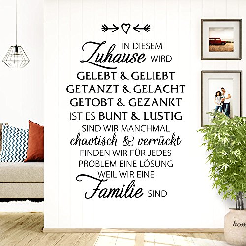 Grandora W1296 Wandtattoo Spruch In diesem Zuhause wird... Liebe Familie Wandaufkleber schwarz (BxH) 58 x 86 cm