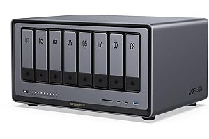UGREEN NASync DXP8800 Plus, NAS de Escritorio de 8 bahías, CPU Intel i5 1235u de 10 núcleos, 8 GB de RAM DDR5, SSD de 128 GB, 2 Ranuras 10 GbE, 2 Ranuras M.2 NVMe, HDMI 8K, 2 TBT4 (sin Disco)