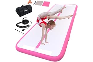 DOBESTS Inflatable Gymnastics Mat Tumbling Mat 6.6 ft 10 ft 13ft 16ft 20ft 4in/8in Thick Tumble Track Air Mat for Gymnastics For Home Kids Tumble Training Gymnastics/Yoga/Water/Dance