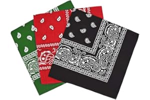 By Neki Paisley Bandanas Headband Scarf Pack Of 3 Mixed Colours Cotton Paisley Print, Fashion Hair Accessory, Sports, Multifunctional, UK Seller FREE UK Postage