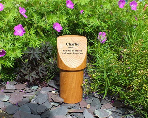 Beautiful-solid-oak-pet-memorial-round-style-handmade-wooden-memorial-post-for-dog-cat-or-other-pet