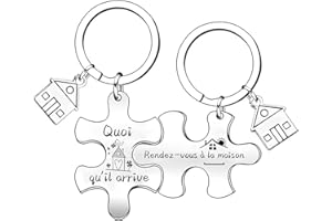 XQXQXZ 2 pièces Porte-clés pour Nouvelle Maison, CNYMANY Nouvelle Maison Nouvelles Aventures Cadeau de Pendaison de Crémaillère Décoration Bijoux Porte-clés pour Nouveau Propriétaire Épouse Mari Amoureux