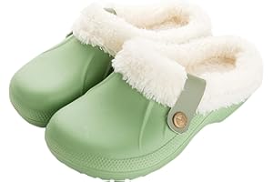 ZAPZEAL Mens Womens Garden Clogs Waterproof Slippers Unisex Mules Lightweight Winter Warm Shoes Furry Clogs with Linning Kitchen Safety Shoes