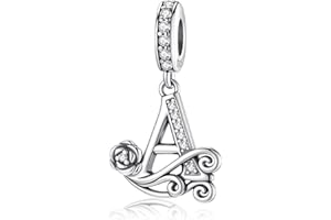 HappyStar Lettre Charme de L'alphabet Argent Sterling 925 Rose Alphabet Initial Dangle Charm Pendentif Charms Fit pour Pandora and bracelet européen