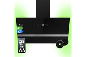 KKT KOLBE Okap kuchenny 90 cm | okap ścienny bez głowy | czarne szkło | aplikacja Smart WiFi | automatyczna praca | RGB LED | Wi-Fi | obsługa SensorTouch | EASY909SHCM