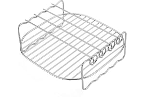 CHEN0-SUPER 6/7/ 8 Zoll Air Fryer Zubehör mit Spießen | Double Layer Edelstahl Spießgestell Air Fryer Rack | Airfryer Grill zum Kochen, Dämpfen, Backen