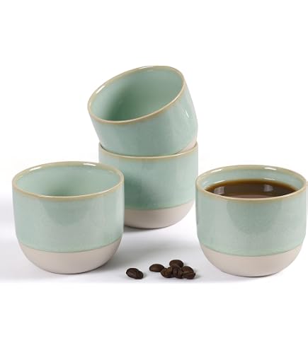Kaffeetassen 4er-Set Mit Ständer & Löffeln – 370 Ml, Stapelbare Keramiktassen, Spülmaschinenfest, Ideal Für Latte, Cappuccino, Tee