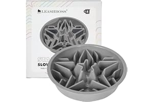 LEASH BOSS Leashboss Slow Feed Dog Bowl for Raised Pet Feeders - Maze Food Bowl Compatible with Elevated Diners (4 Cup - 8.9-9.25 Inch Feeder Holes, Gray)