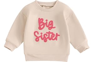 LERRITA Bébé Fille Sweat-Shirt Sœurs Bébé Fille Lil/BIG Sis Sweat-Shirt Sweat-Shirt De La Sœur Lettres À Manches Longues Broderie Automne Sweatshirt Body Big Sister Little Sister Outfits