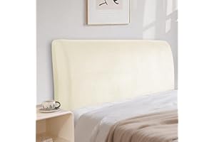 CYCMACO Velluto Copri Testata Letto, Elasticizzato Copertura Per Testiera Del Letto, Tinta Unita Copertura Per Testiera Per Letto, Lavabile, Per Letti Singoli Matrimoniali（180cm, Beige）