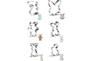 MASOP Hasenform Plätzchen Ausstecher 6 Stück Osterhasen Keks Ausstechform Oster Set Hasen Keksausstecher Hase Ostern Geschenk Kinder Backform