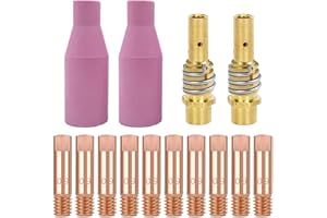 EATBALE MB15 15AK Embout de contact 0,9 mm M6 et porte-embouts Diffuseur et buses en céramique Accessoires de pistolet de soudage pour torche de soudage MB15 15AK MIG/MAG (14 pièces)