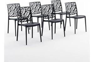 SIEDITI FUORI E DENTRO Sillas de polipropileno con fibra de vidrio apilables para interior, cocina o comedor, para exterior y jardín, sillas de bar y restaurante, de diseño - Dafne (6 sillas, antracita)