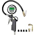 URAQT Tyre Pressure Gauge, Digital Tyre Inflator with Pressure Gauge 200 PSI Digital LCD Display, Valve Air Chuck and 90 Degree Valve Extender for Heavy Duty Car Motorcycle Bicycle